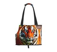 Sac de transport pour petits chiens, chats et lapins avec motif imprimé tigre et rayures oranges
