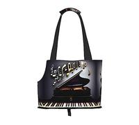 Sac de transport pour petits chiens, chats et lapins avec motif notes de musique et pianos