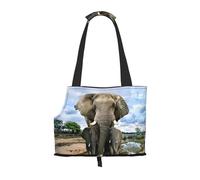 Sac de transport pour petits chiens, chats et lapins - Motif animaux sauvages africains - Imprimé éléphant