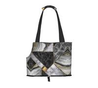 Sac de transport pour petits chiens, chats et lapins - Texture marbre noir - Impression dorée