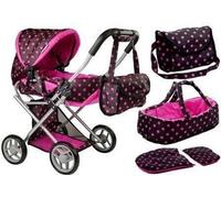 Sac de transport pour poussette de poupée Alice Noir-Rose