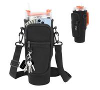 Sac de Transport pour Stanley Cup 40oz, Stanley Cup Bag, Sac pour Bouteille d'eau, avec Réglable Sangle et Poche Téléphone, pour Voyage, Randonnée, Course, Camping, Noir