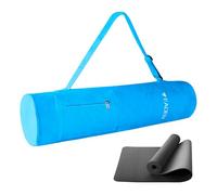 Sac de transport pour tapis de yoga de forme cylindrique avec sangle réglable, sac de yoga avec fermeture éclair et 1 poche pour femme (bleu, M)