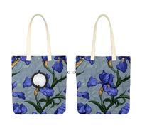 Sac de transport rétro en toile pour animal domestique Motif fleurs bleues iris Sac de transport à bandoulière Sac de transport pour chat pour le shopping en plein air Camping