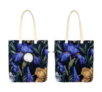 Sac de transport rétro en toile pour animal domestique Motif fleurs d'iris Bleu