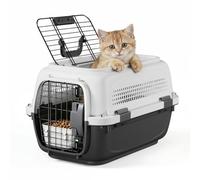 Sac de transport rigide pour petits chiens et chats 49,5 cm | Accès à la porte avant et supérieure, design de ventilation à 4 côtés, verrouillage sécurisé, gamelle incluse
