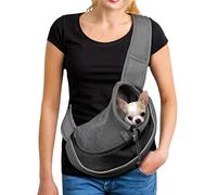 Sac de Transport Sac Bandoulière Filet Respirant pour Chien et Chat Chiot épaule pour Animaux de Compagnie Sling Transporteur Réglable Sac de Voyage pour Petits Animaux,L