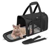 Sac de transport souple pour chat/chien/animal de compagnie, sac de transport pliable pour grands chats/petits chiens avec bandoulière et tapis amovible, sac de transport en maille pour chiot, jusqu'à
