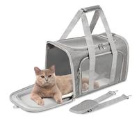Sac de transport souple pour chat/chien/animal domestique, sac de transport pliable pour grands chats/petits chiens avec bandoulière et tapis amovible, sac de transport en maille, jusqu'à 7,3 kg,
