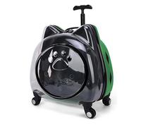 Sac de transport transparent à bulles pour animaux de compagnie avec roues et poignée pour petit chien ou chat, coque rigide transparente pour randonnée/camping/visites vétérinaires
