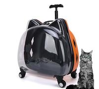 Sac de transport transparent à bulles pour animaux de compagnie avec roues et poignée pour petit chien ou chat, coque rigide transparente pour randonnée/camping/visites vétérinaires