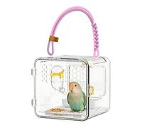 Sac de transport transparent pour oiseaux - Boîte de transport pour oiseaux avec bouteille d'eau, bol de nourriture, boîte pour animaux Samll | 20 cm, sac de transport d'écureuil volant pour perruches