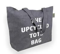 Sac de transport très grand - Bente - En coton recyclé - Avec tissu épais - Très robuste - 2 longues anses - Idéal comme sac de courses, sac de bain, sac de shopping, Gris / Tote Bag, 60 x 40 x 14 cm