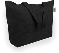 Sac de transport très grand - Bente - En coton recyclé - Avec tissu épais - Très robuste - 2 longues anses - Idéal comme sac de courses, sac de bain, sac de shopping, Noir , 60 x 40 x 14 cm