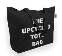 Sac de transport très grand - Bente - En coton recyclé - Avec tissu épais - Très robuste - 2 longues anses - Idéal comme sac de courses, sac de bain, sac de shopping, Noir / Tote Bag, 60 x 40 x 14 cm