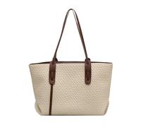 Sac de transport tressé pour femme - Sac de transport en cuir pour femme - Grand sac à bandoulière pliable pour voyage, vacances, piscine, shopping, Blanc abeille, Voir description