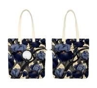 Sac de transport vintage en toile pour animal domestique Motif fleurs d'iris Sac de transport portable pour chat pour le shopping en plein air Camping