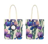 Sac de transport vintage en toile pour animal domestique Motif fleurs violettes Iris Violet