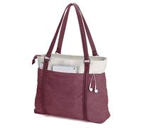Sac de travail pour femme avec compartiment pour ordinateur portable, poches à fermeture éclair, sac à main pour enseignant., bordeaux, Large