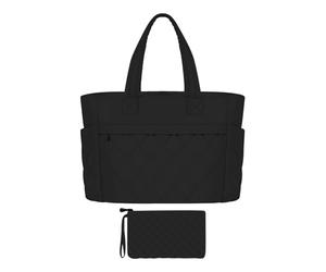 Sac de travail - Sac fourre-tout de travail superposé, grande capacité, pochette, pour voyage, travail, maison, trajet, école, réunions, plein air, Noir