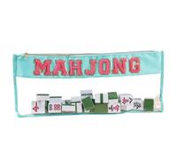 Sac de tuile de Mahjong, PVC transparent avec fermeture éclair, grande capacité étanche Mahjong Tile Carrier pour les nuits de jeu, 53 x 24 x 2 cm, 1 bâg