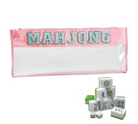 Sac de tuile de Mahjong, PVC transparent avec fermeture éclair, grande capacité étanche Mahjong Tile Carrier pour les nuits de jeu, 53 x 24 x 2 cm, 1 bâg