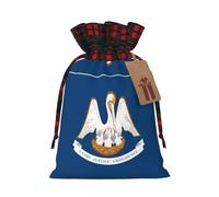 Sac de vacances avec cordon de serrage imprimé drapeau de l'État de Louisiane 21,1 x 30 cm Décoration de fête de Noël Sac cadeau