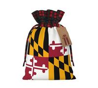 Sac de vacances avec cordon de serrage imprimé drapeau de l'État du Maryland 21,1 x 30 cm Décoration de fête de Noël Sac cadeau