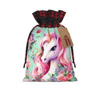 Sac de vacances avec cordon de serrage imprimé licorne rose 21,1 x 30 cm