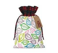 Sac de vacances avec cordon de serrage imprimé lignes de feuillage coloré 21,1 x 30 cm décoration de fête de Noël sac cadeau