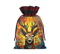 Sac de vacances avec cordon de serrage imprimé motif élan peint 21,1 x 30 cm pour décoration de fête de Noël