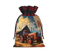 Sac de vacances avec cordon de serrage imprimé tracteur rouge ferme 21,1 x 30 cm