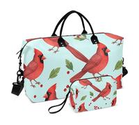 Sac de vacances Combo 2 pièces Full Print Poche filet Pratique Court Voyage, Plumage rouge, One Size, Classique