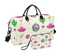 Sac de vacances Combo 2 pièces Ultrasons Matelassé Poche Filet Léger Weekend Voyage, Impressions de cowboy, One Size, Classique