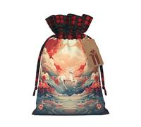 Sac de vacances imprimé cheval sautant avec cordon de serrage 21,1 x 30 cm sac cadeau décoration de fête de Noël