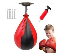 Sac de Vitesse de Boxe - Design en Forme de Poire, Construction en Cuir PU, Remplissage hautement élastique, Support pivotant Portable | Équipement d'înement réflexe, Coordination œil-Main,