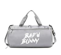 Sac de voy.Age Bad Bun. NY, Sac de Sport avec bandoulière Confortable, Parfaite pour W nds et voy.Ages Courts, polochon(Grey)