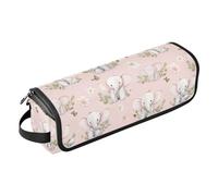 Sac de voyage 2 en 1 pour outils chauds, fer à friser, sèche-cheveux, accessoires de soins capillaires, organiseur portable pour femme, tapis résistant à la chaleur, motif éléphants floraux