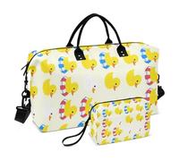 Sac de voyage 2 pièces en forme de vague matelassée, compartiments zippés, tendance, court voyage, Éclaboussure de caneton, One Size, Classique