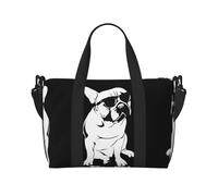 Sac de voyage à bandoulière avec imprimé bouledogue français, sac fourre-tout adapté pour les courts voyages et les entraînements de gym