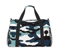 Sac de voyage à bandoulière de grande capacité avec fermeture éclair en nylon durable et sangle réglable Motif camouflage marin, Noir , Taille unique