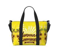 Sac de voyage à bandoulière décontracté avec fermeture éclair et imprimé Hello Sunshine sur fond jaune pour week-end et shopping, Noir , Taille unique, Sac de voyage