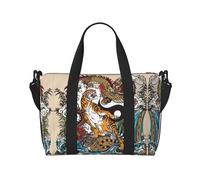 Sac de voyage à bandoulière Dragon et tigre, 41 cm x 29 cm x 15 cm, sac de voyage, sac fourre-tout unisexe, Noir , Taille unique