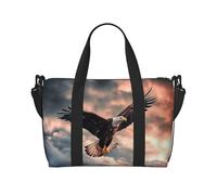 Sac de voyage à bandoulière élégant avec motif pivoine violet - Sac à main résistant à l'eau, sac de gym de grande capacité, L'aigle vole bravement dans le ciel, Taille unique