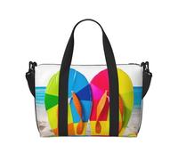Sac de voyage à bandoulière esthétique à fleurs - Sac à main à main résistant à l'eau, sac de gym de grande capacité, Tongs de plage colorées, Taille unique
