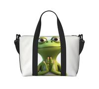 Sac de voyage à bandoulière flamant rose avec fleurs, résistant à l'eau, grand bagage à main avec sangle réglable, multi-compartiments pour la gym, les voyages, l'extérieur, La grenouille amusante