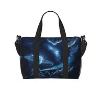 Sac de voyage à bandoulière imprimé lune, étoiles et planètes, adapté pour les courts voyages et les entraînements de gym
