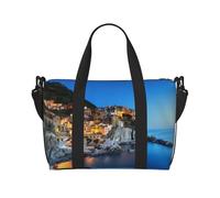 Sac de voyage à bandoulière imprimé mer au coucher du soleil italien, sac fourre-tout adapté pour les courts voyages et les entraînements de gym