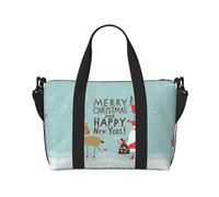 Sac de voyage à bandoulière « Merry Christmas and Happy New Year », 41 cm x 29 cm x 15 cm, sac de voyage, sac de cabine, sac de nuit, sac fourre-tout unisexe, Noir , Taille unique