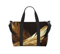 Sac de voyage à bandoulière résistant à l'eau, grand bagage à main avec sangle réglable, multi-compartiments pour la gym, les voyages, l'extérieur, Plumes dorées, Taille unique